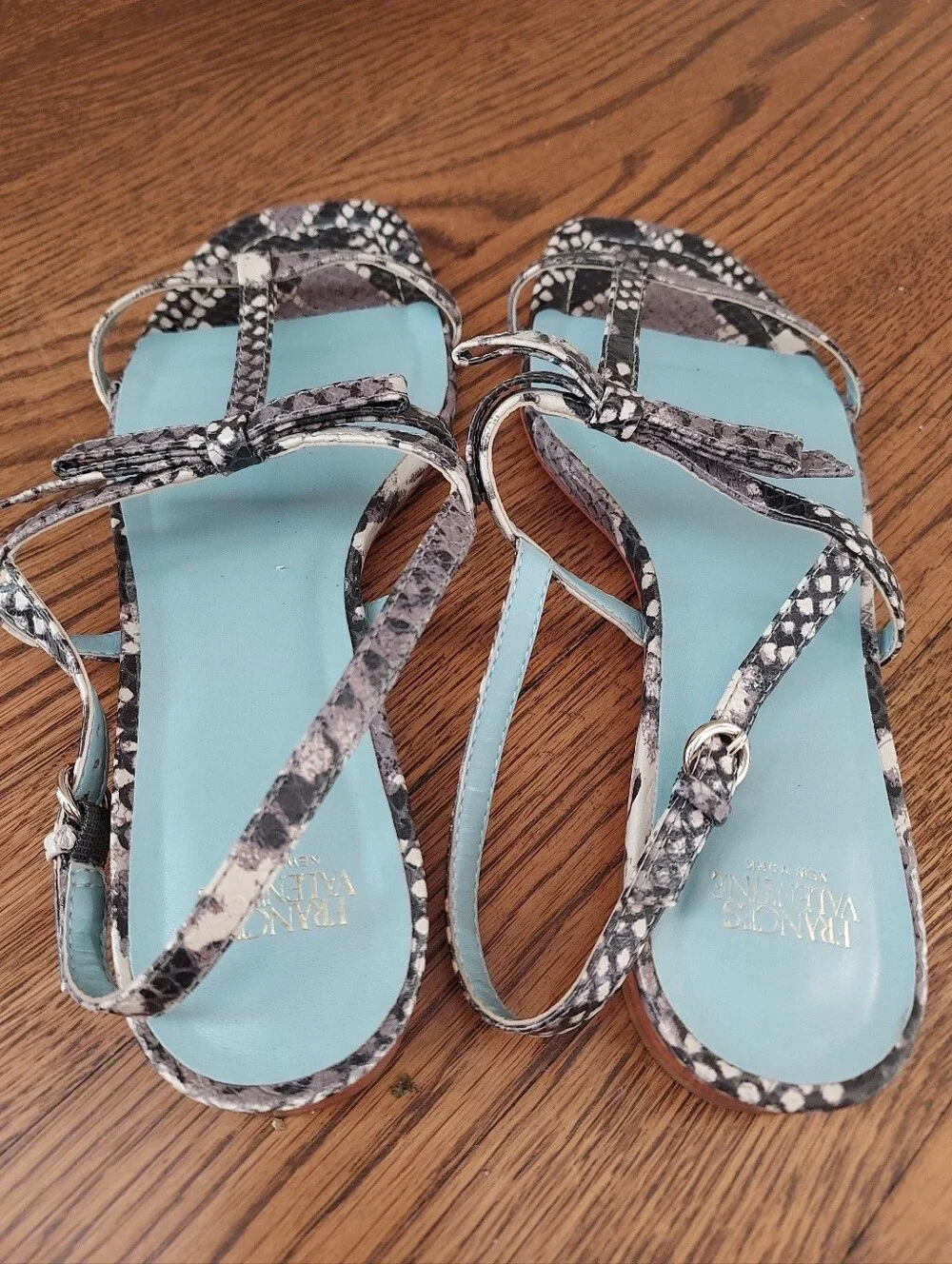 Frances Valentine Lily Snake Print Sandals 7